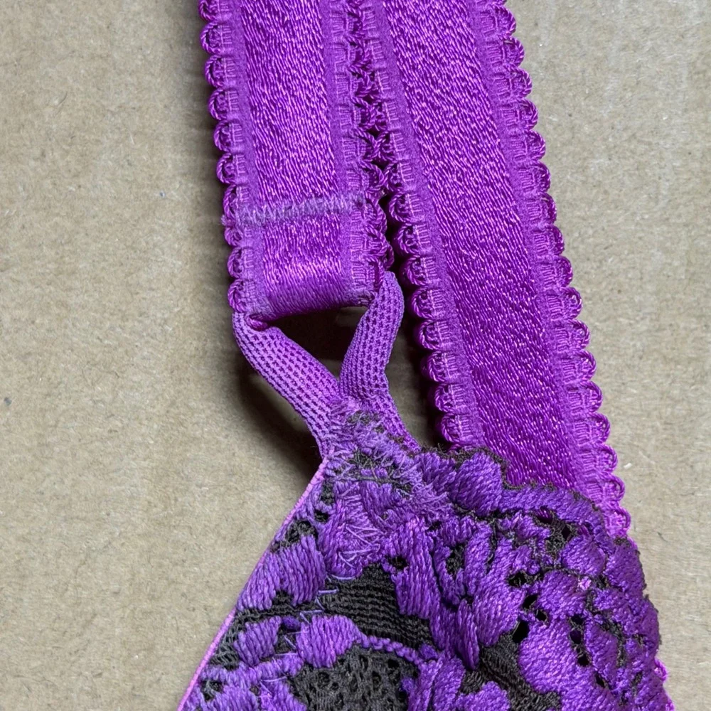 Wacoal Retro Chic 65191‎ Purple Brown Floral Lace Underwire Bra 36D Full Figure